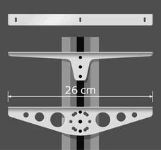 Länge Bodenträger: 26cm = mindest-Tiefe vom Regal!