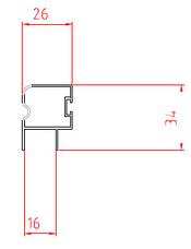 Querschnitt Rahmenprofil  für  16mm Plattenstärke