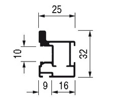 Querschnitt Profil Quadro-"S" (Schranktüren)